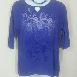 T-shirt elbow short sleeve glitter PURPLE Floral graphic Longer Fairycore